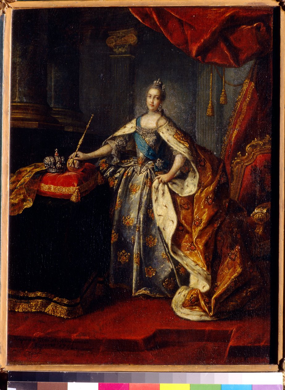 Venäjän keisarinna Katariina II:n (1729-1796) muotokuva. Aleksei Petrovitš Antropovin (1716-1795) maalaus öljy kankaalle tekijältä Alexei Petrovich Antropov