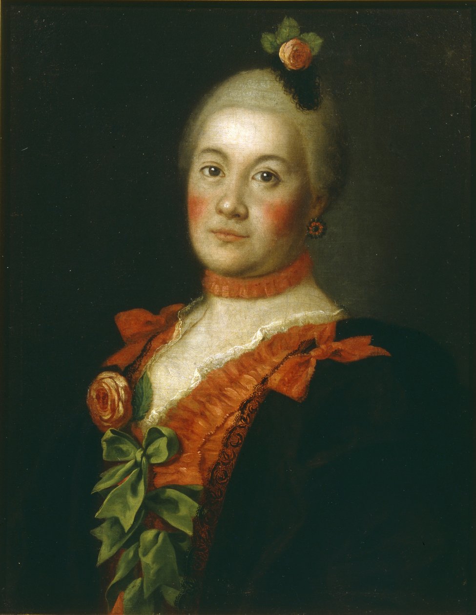 Kreivitär Tatjana Aleksejevna Trubetskajan muotokuva, 1761 tekijältä Alexei Petrovich Antropov