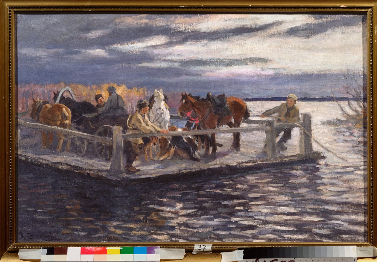 Un vat (Lautta) - Aleksei Stepanovitš Stepanovin (1858-1923) maalaus, öljy kankaalle, noin 1900 - Venäläinen taide, 1900-luvun alku - Valtion ulkoilmamuseo Rostovin Kreml, Rostov (Venäjä) tekijältä Alexei Steipanovitch Stepanov