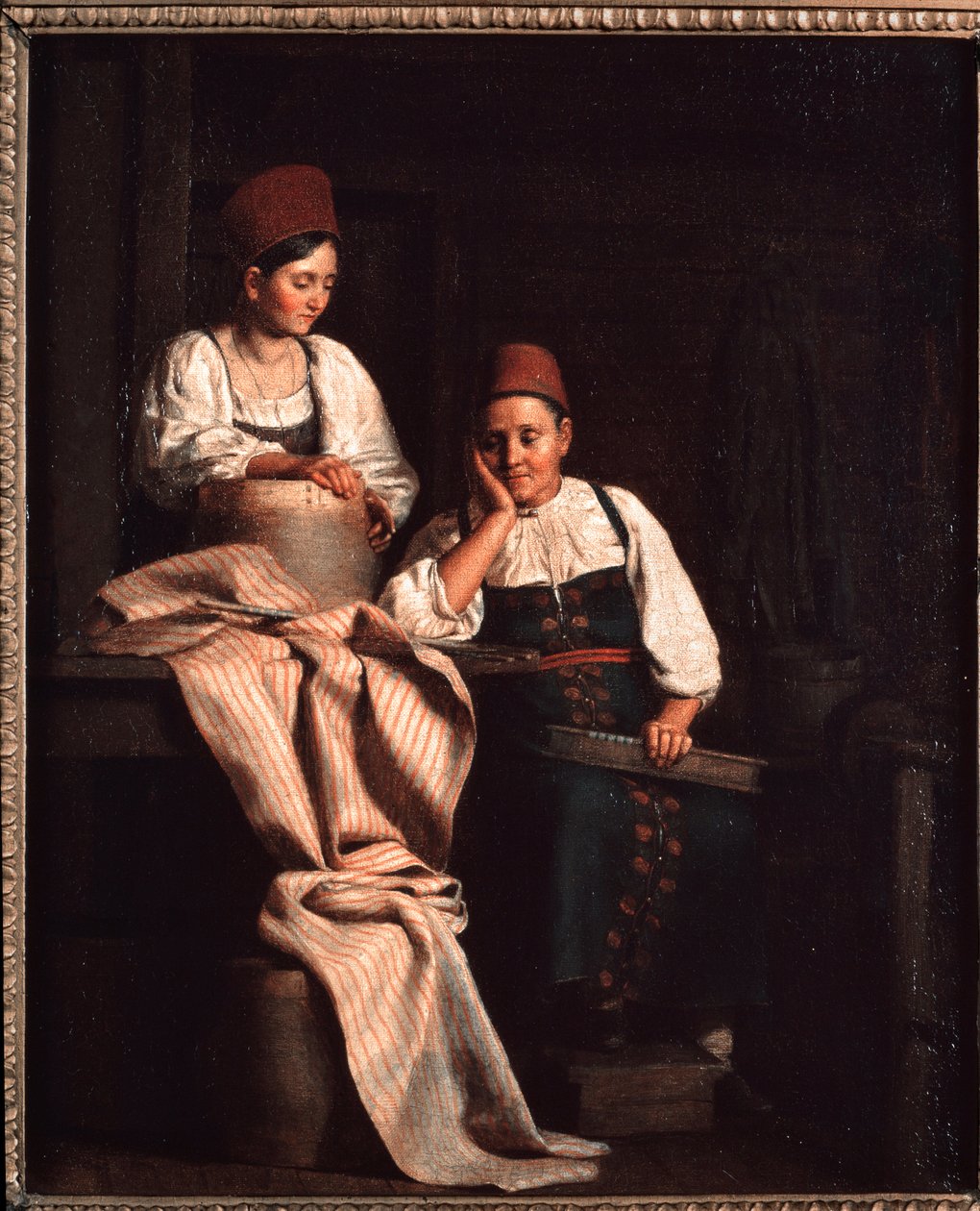 Kutojat - Aleksei Vasiljevitš Tyranovin (1808-1859) maalaus, öljy kankaalle, venäläinen taide 1800-luku - Valtion Tretjakov-galleria, Moskova tekijältä Alexei Vasilievich Tyranov
