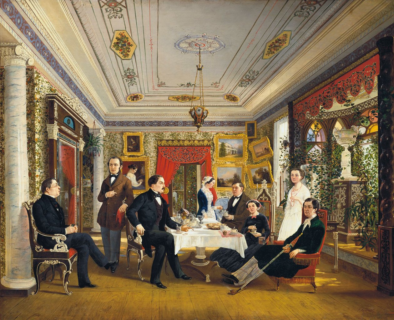 Teepöydässä, 1851. tekijältä Alexei Yakovlevich Voloskov