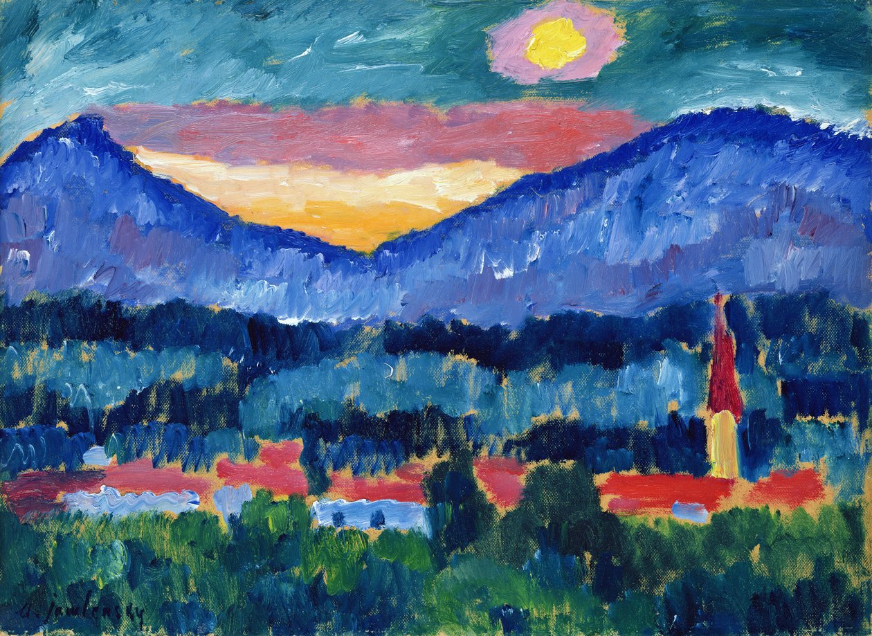 Mountain Village, 1910 (öljy pahville) tekijältä Alexej von Jawlensky