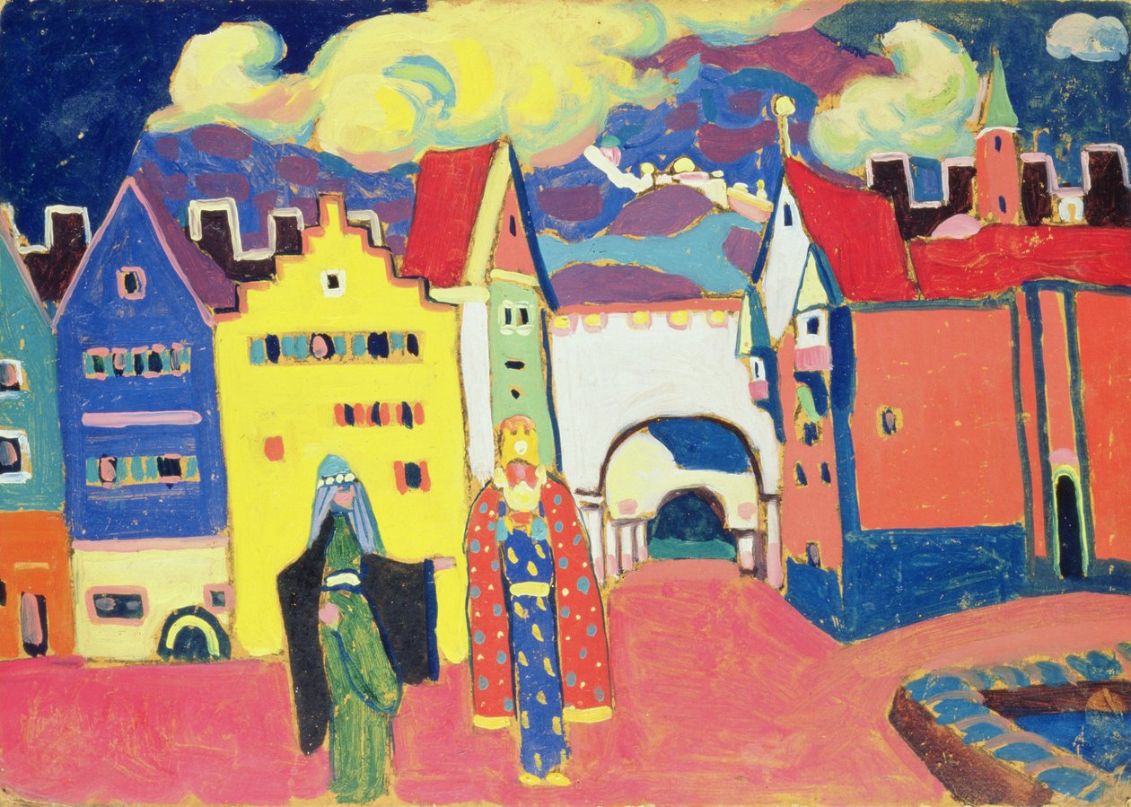 Itämainen kaupunki, 1908 (öljy kartongille) tekijältä Alexej von Jawlensky