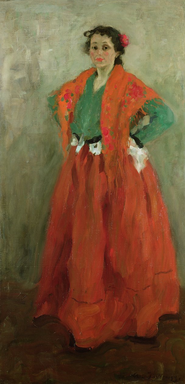 Taiteilijan vaimo espanjalaiseksi naiseksi pukeutunut, n. 1901 tekijältä Alexej von Jawlensky