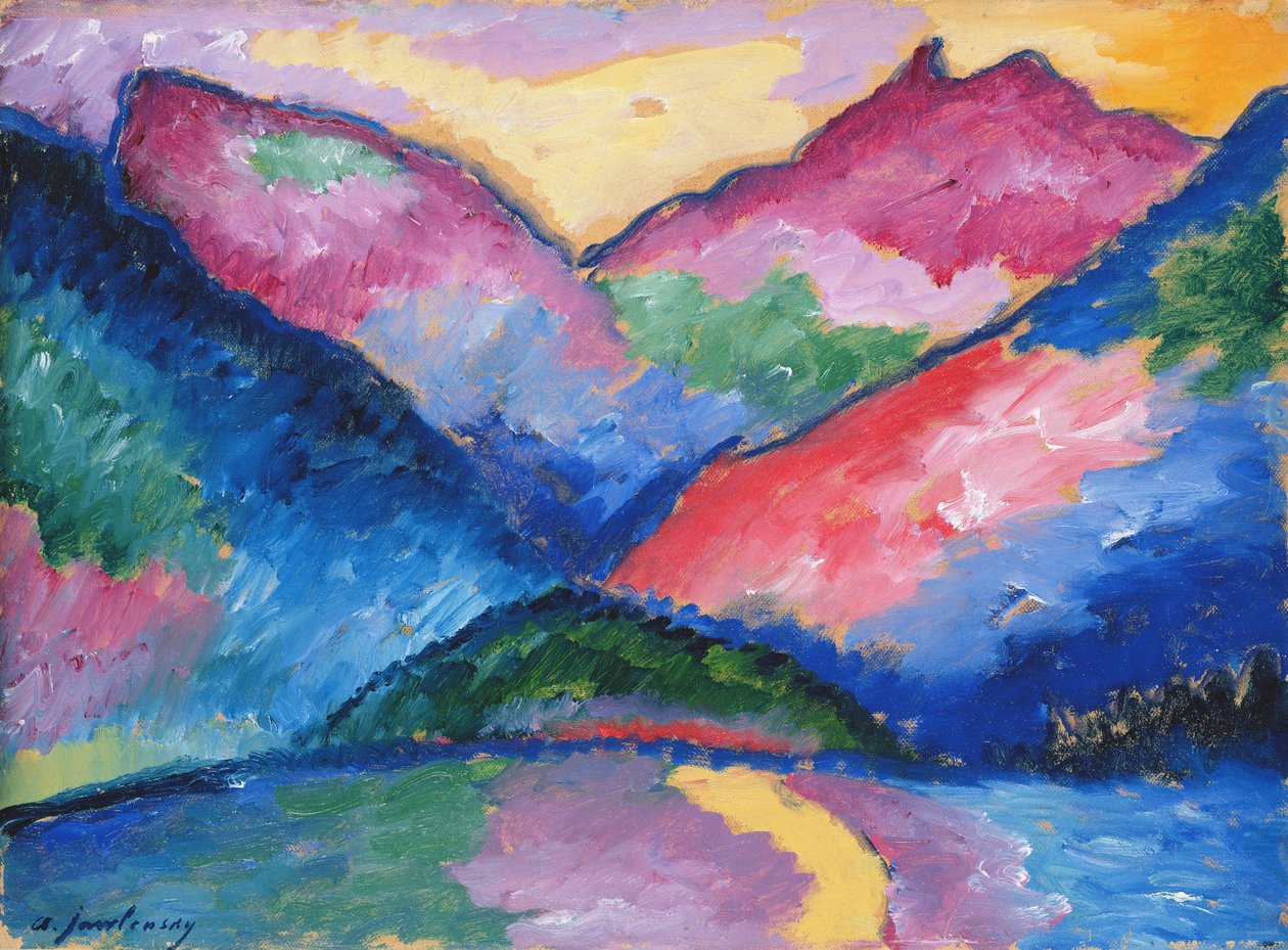 Oy:n laakso, 1910 (öljy kartongille) tekijältä Alexej von Jawlensky