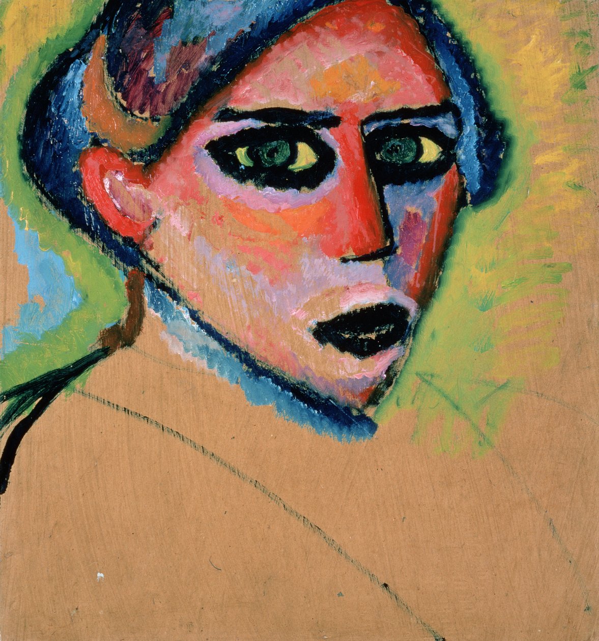 Naisen pää, 1911 (öljy pahville) tekijältä Alexej von Jawlensky