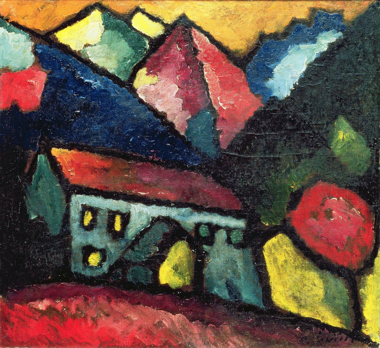 Talo vuoristossa, n. 1912 tekijältä Alexej von Jawlensky