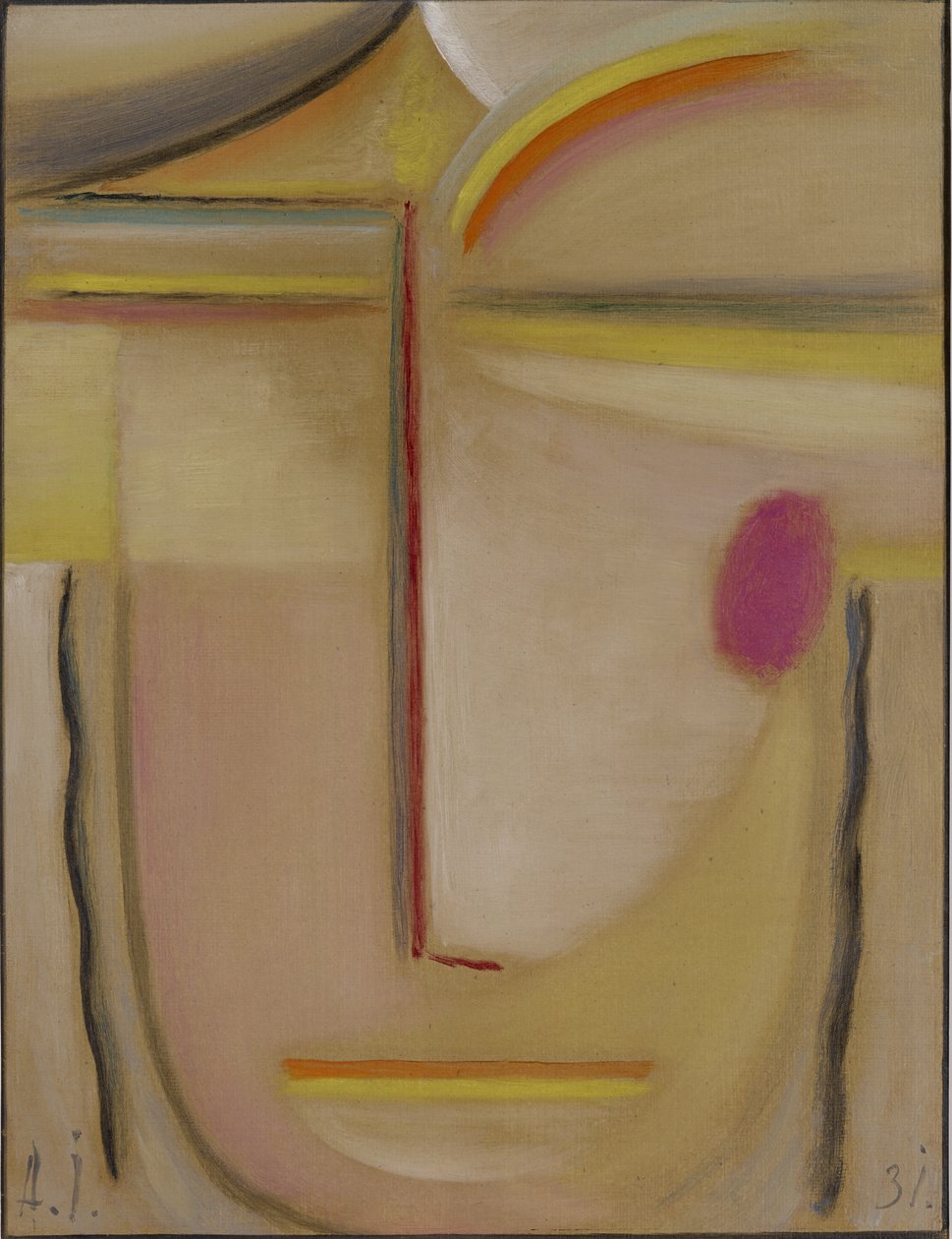 Abstrakti pää: Kulta ja vaaleanpunainen, 1931 (öljy kartongille) tekijältä Alexej von Jawlensky