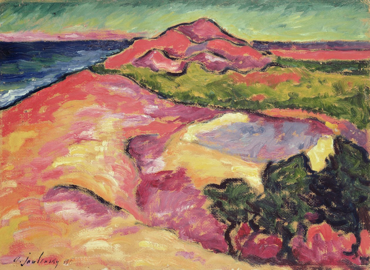 Rannikkokohtaus Red Hillin kanssa tekijältä Alexej von Jawlensky