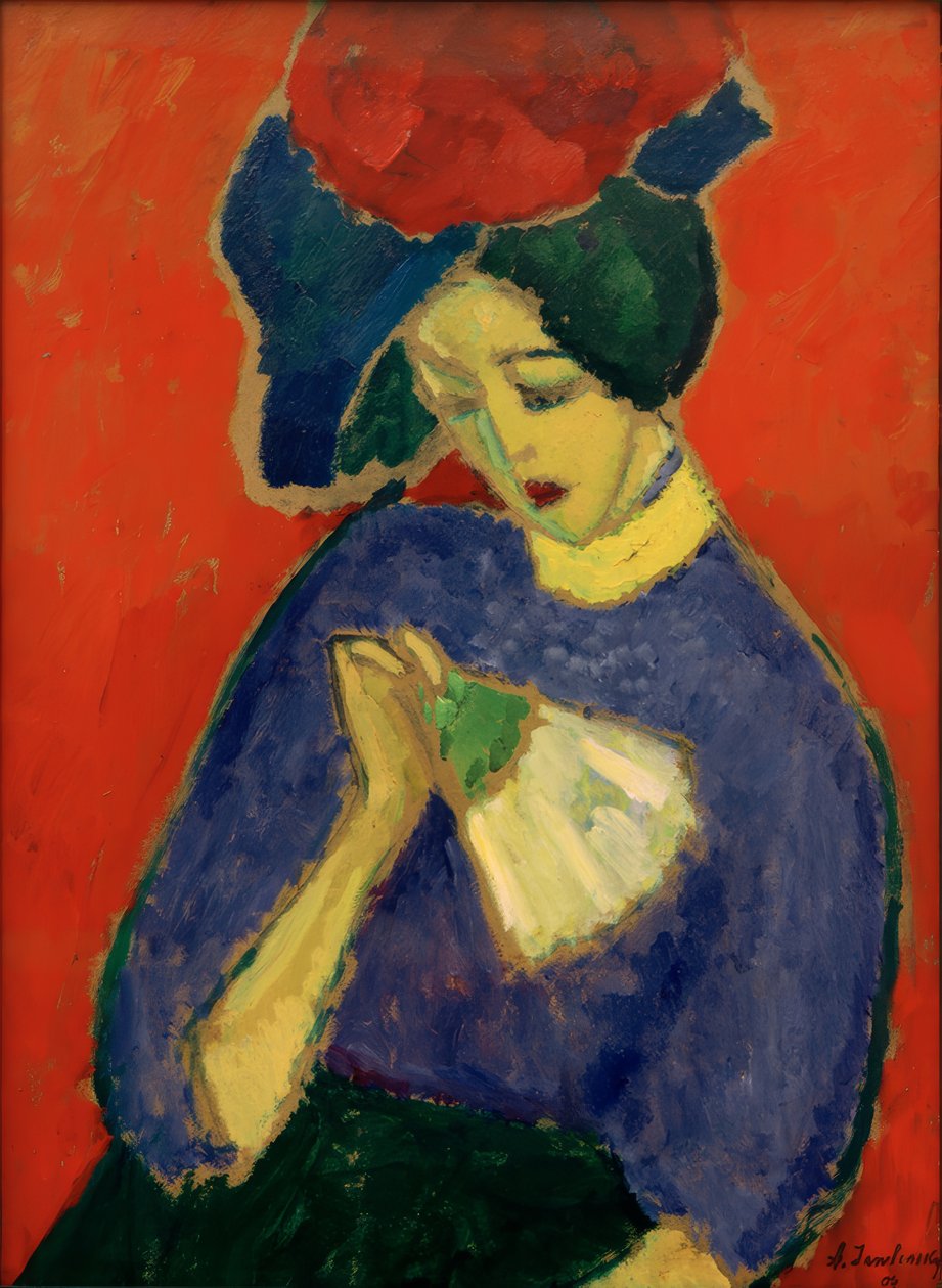 Nainen tuulettimen kanssa tekijältä Alexej von Jawlensky