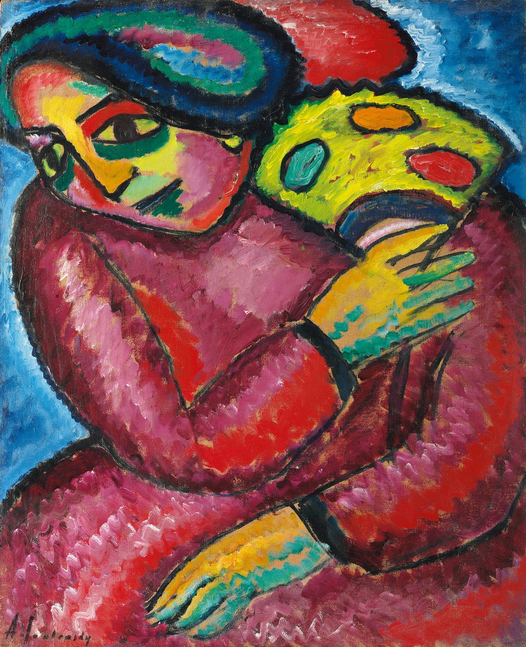 tanssi keltaisen tuulettimen kanssa; Tanssi keltaisen viuhkan kanssa, 1912 tekijältä Alexej von Jawlensky