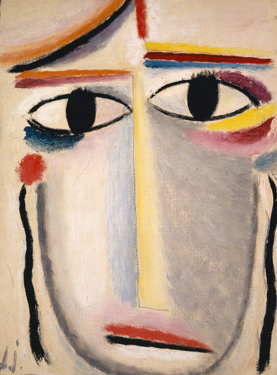 Naisen pää, 1919-20 (öljy kartongille) tekijältä Alexej von Jawlensky
