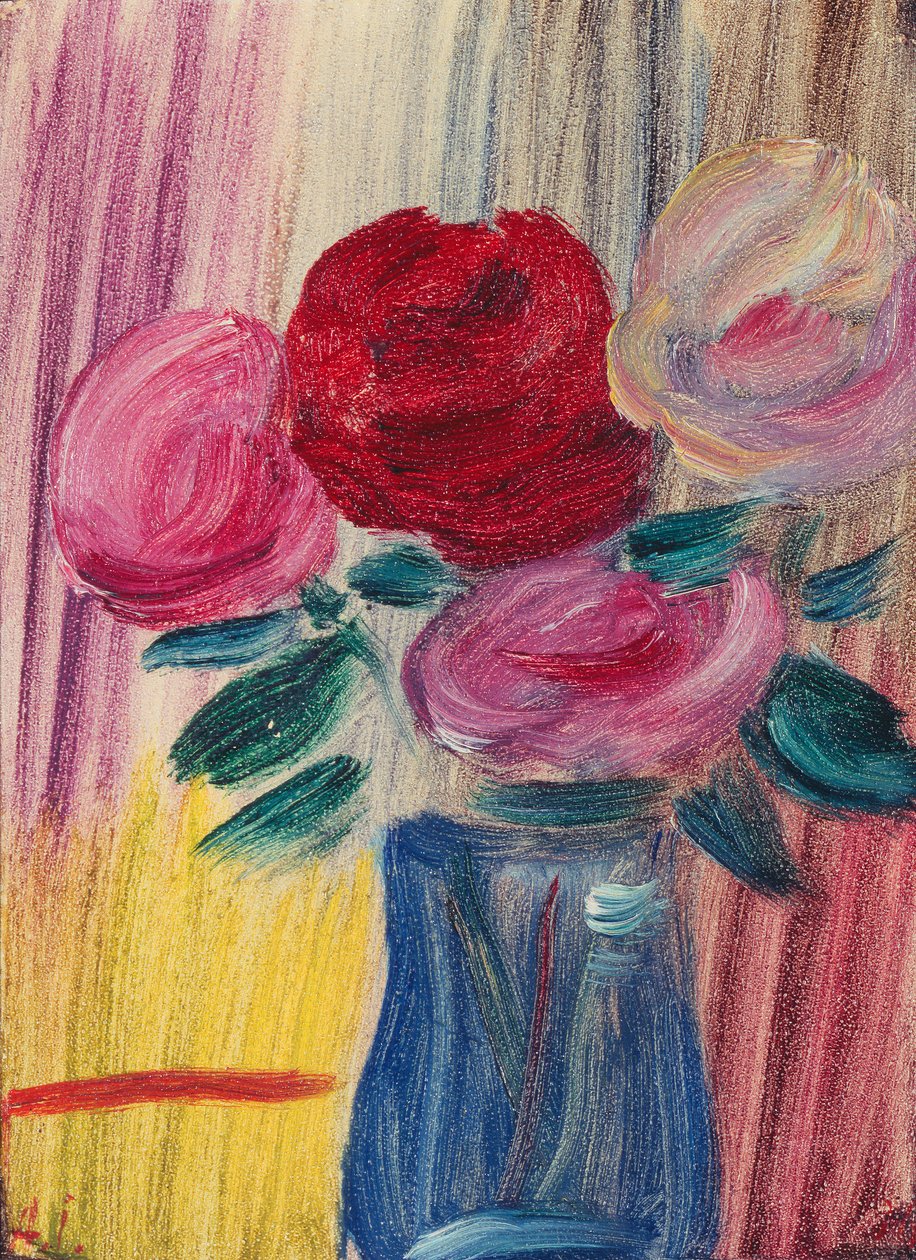 Kukat sinisessä maljakossa; Blumen Blauer-maljakossa, 1936 tekijältä Alexej von Jawlensky