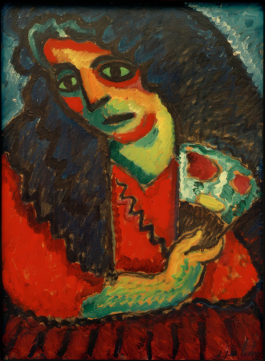 Nainen tuulettimen kanssa tekijältä Alexej von Jawlensky