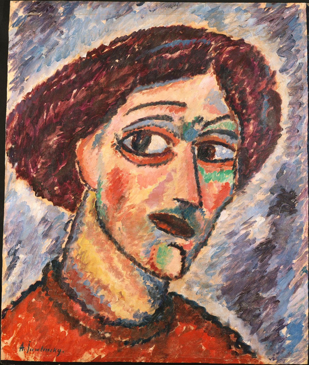 kallistettu pää, n. 1913 (öljy levylle) tekijältä Alexej von Jawlensky