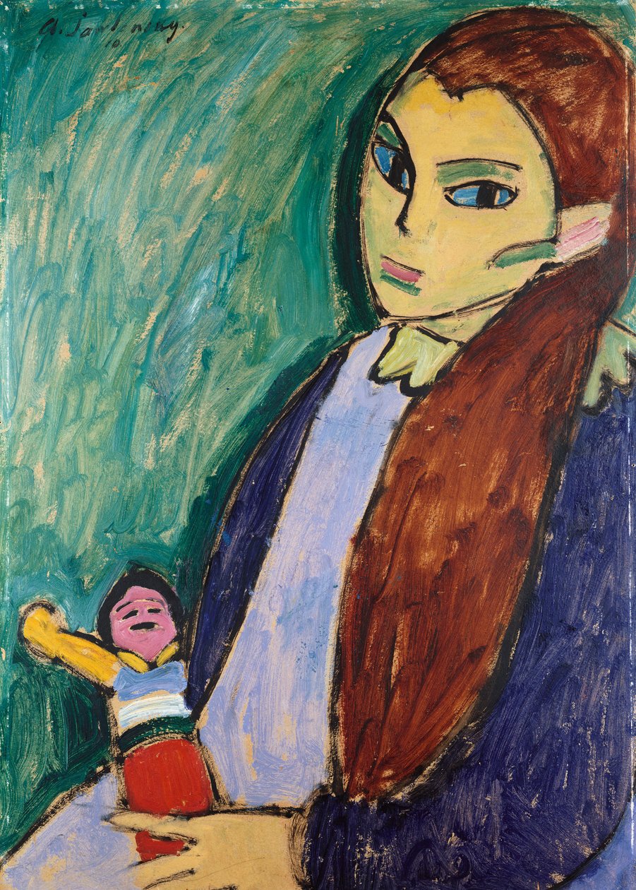 Tyttö nuken kanssa, 1910 tekijältä Alexej von Jawlensky