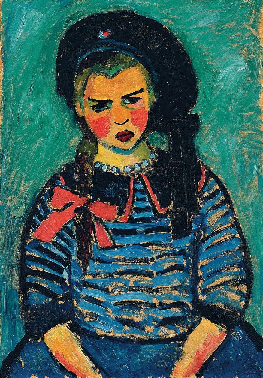 Tyttö, jolla on punainen jousi; Tyttö punaisella nauhalla, 1911 tekijältä Alexej von Jawlensky