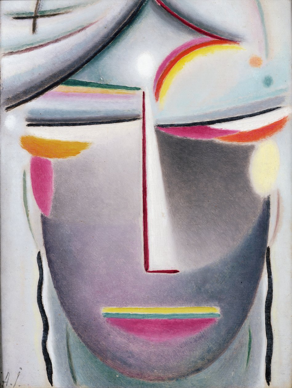 Pää (Dark Buddha), n. 1927 (öljy kankaalle asetettuna alukselle) tekijältä Alexej von Jawlensky