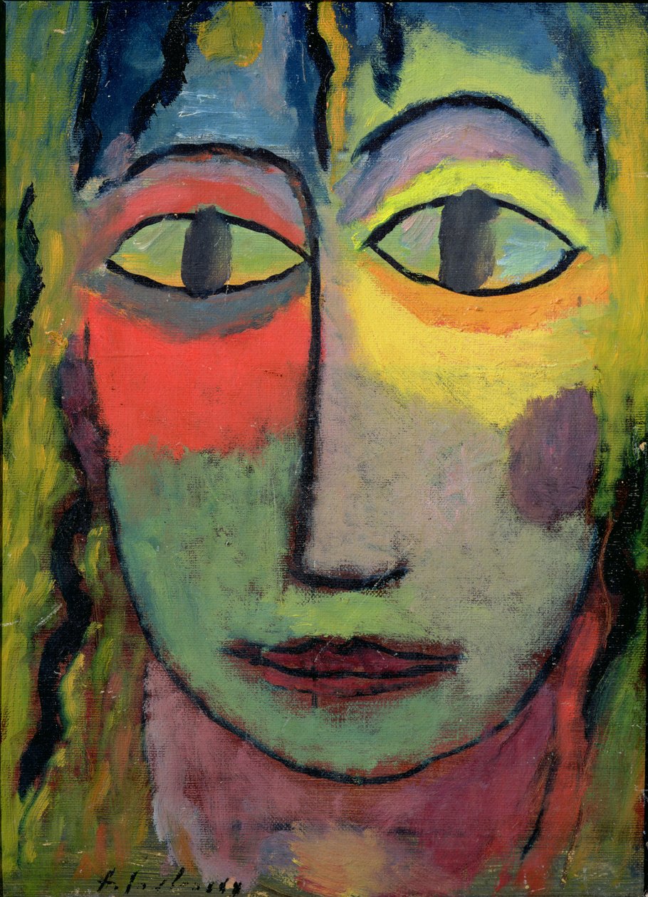 Naisen pää "Medusa", 1923 (öljy pahville) tekijältä Alexej von Jawlensky