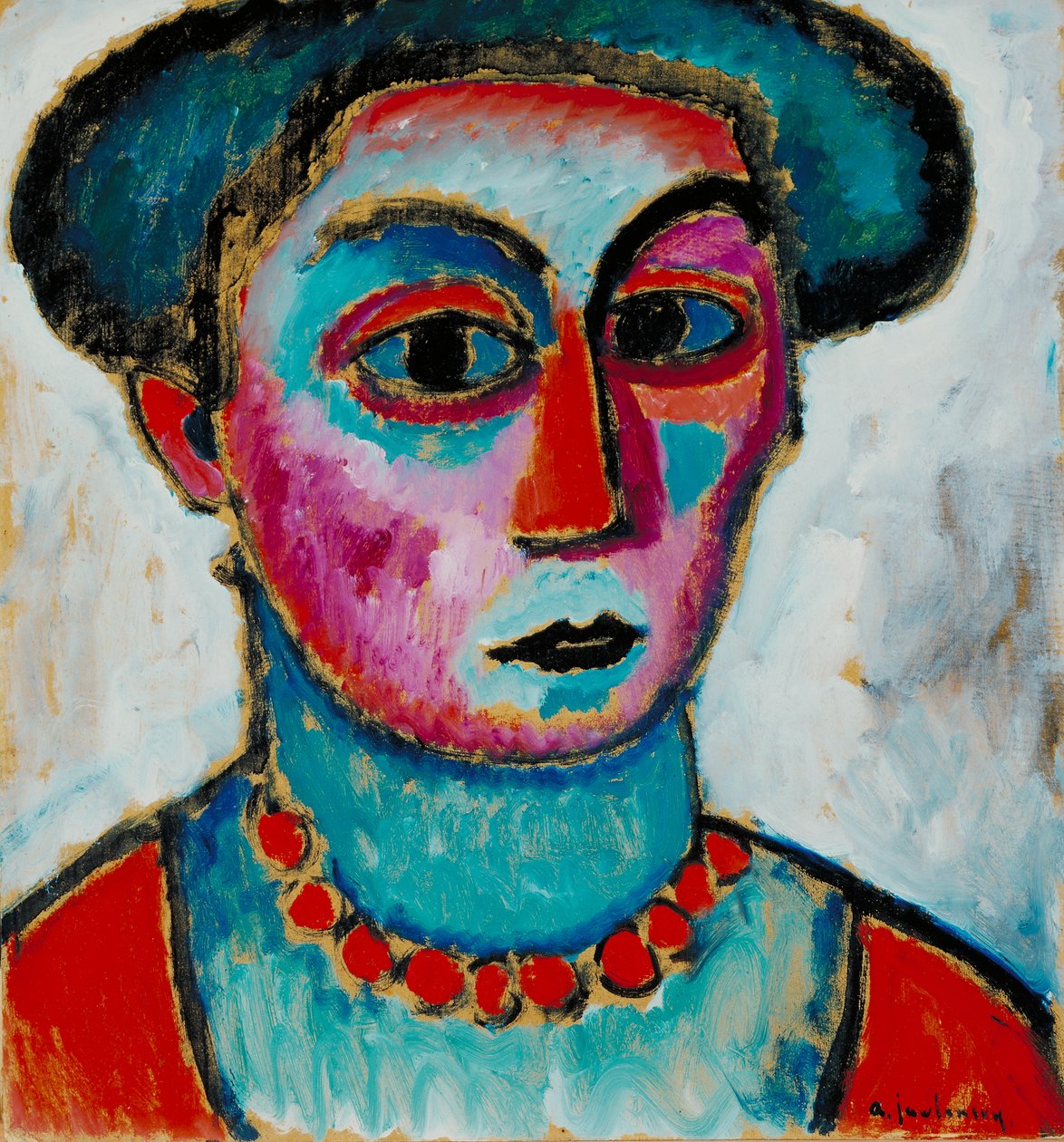 Naisen pää, n. 1912 (öljy sävellyslevylle) tekijältä Alexej von Jawlensky