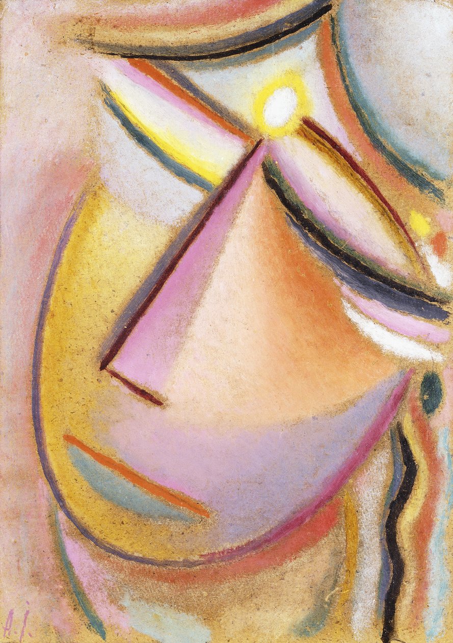 Pelastajan kasvot: kallistuva pää, 1923 tekijältä Alexej von Jawlensky