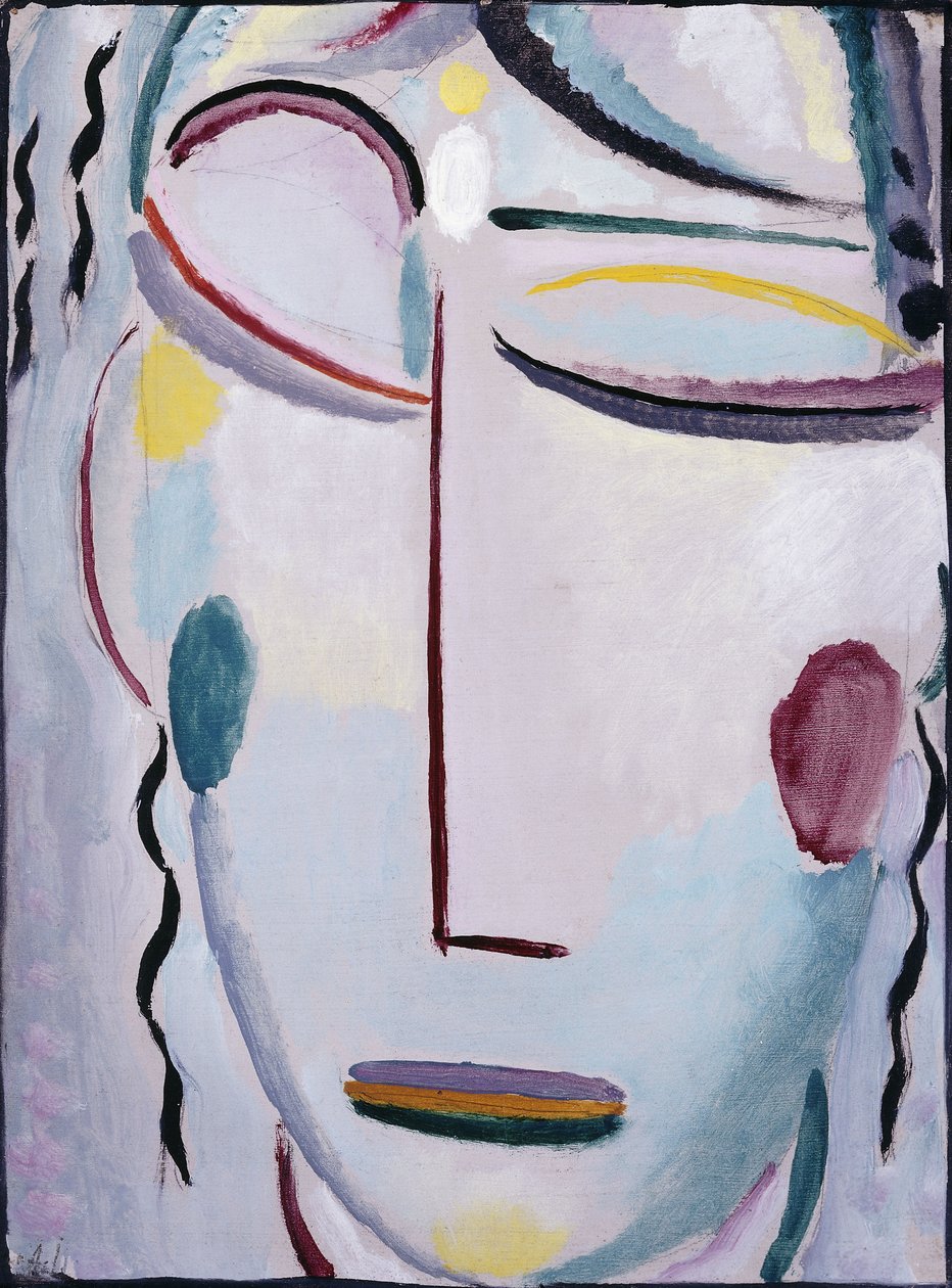 Vapahtajan kasvot: ylösnousemus tai uusi elämä II; Vapahtajan kasvot: Resurrection or The New Life II, 1918 tekijältä Alexej von Jawlensky