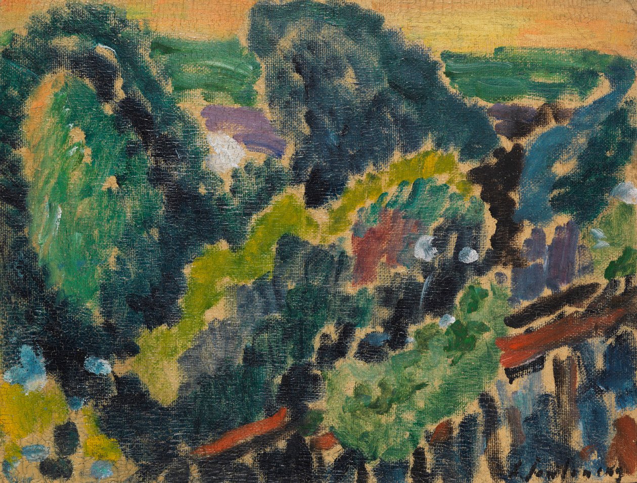 Maisema Genevejärvellä, n. 1914. tekijältä Alexej von Jawlensky