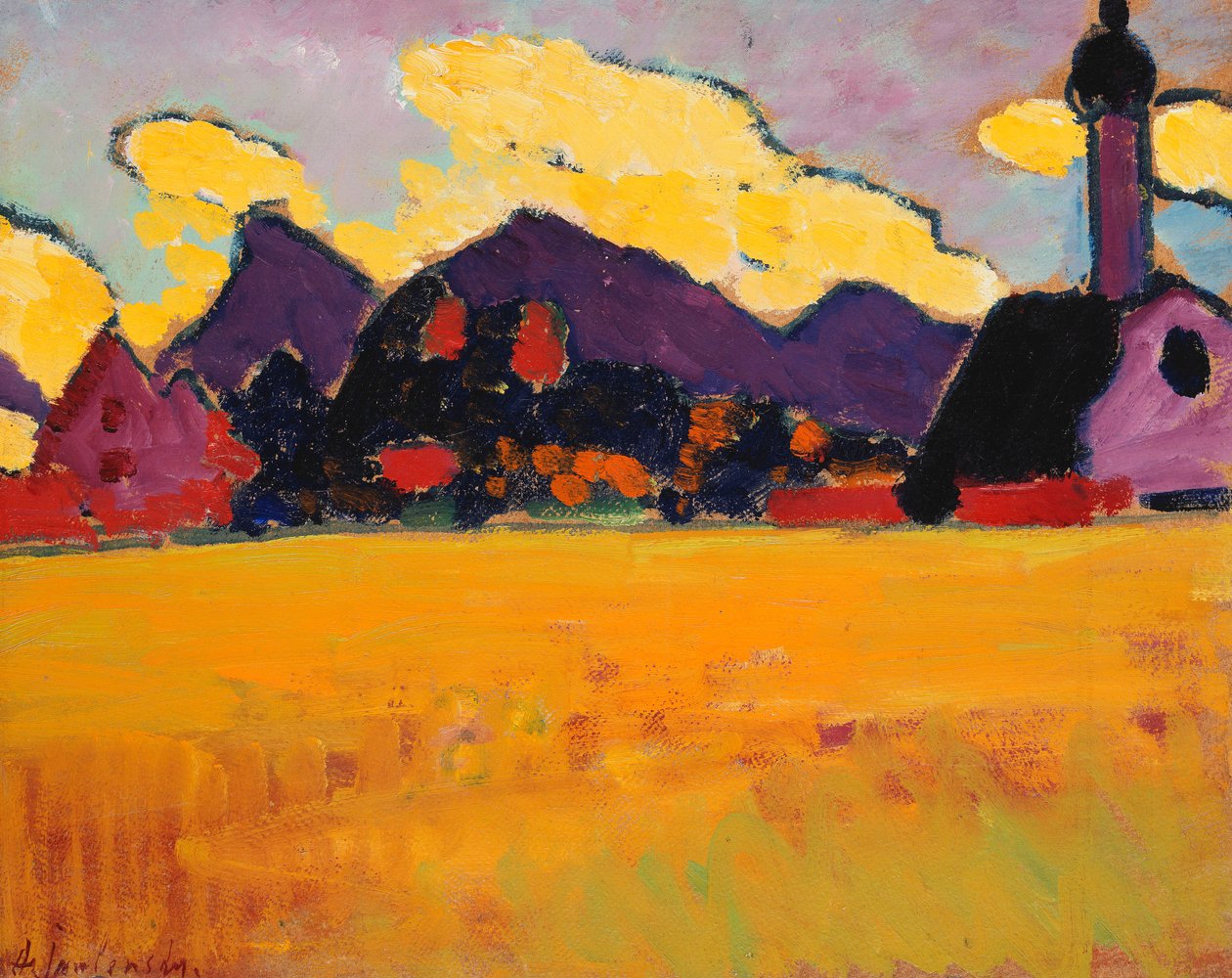 Maisema lähellä Murnaua; Maisema lähellä Murnaua, n. 1910 tekijältä Alexej von Jawlensky