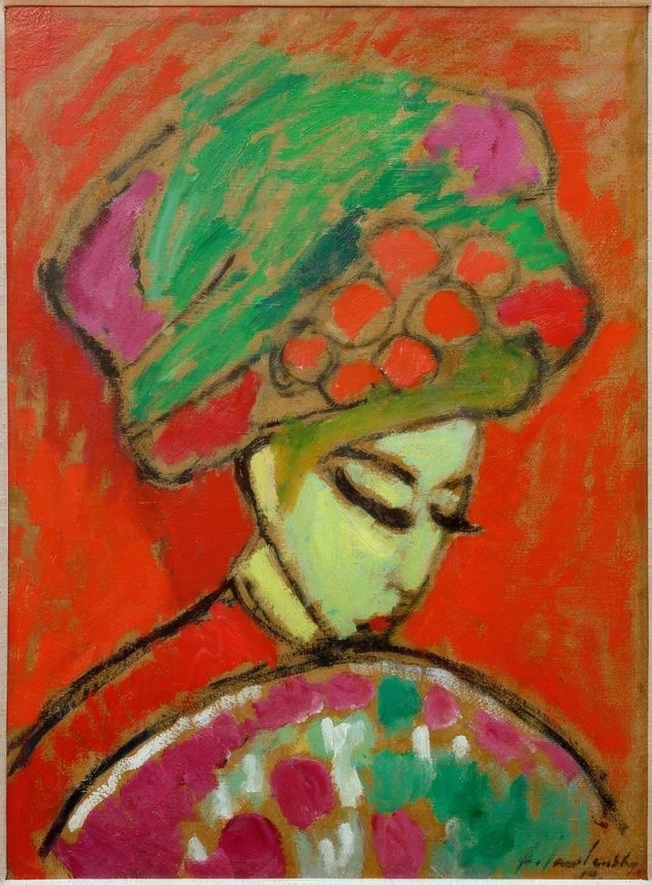 Tyttö kukka hattu tekijältä Alexej von Jawlensky