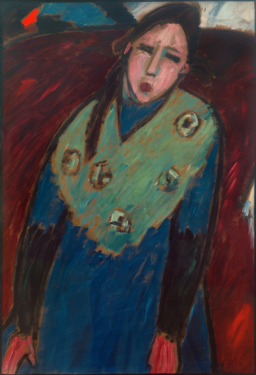 Tyttö vihreä stole kanssa tekijältä Alexej von Jawlensky