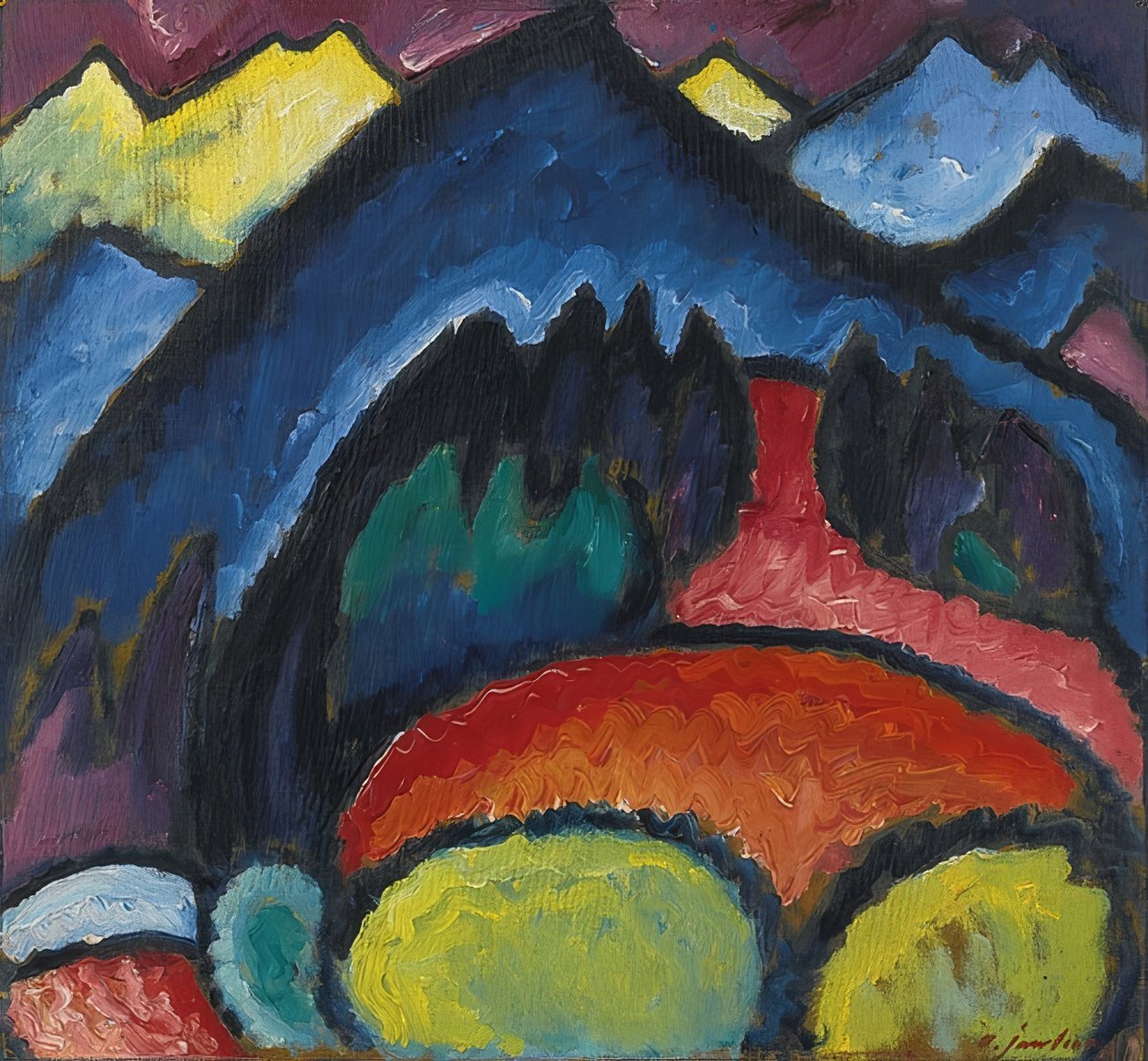 Oberstdorf - vuoret. 1912 tekijältä Alexej von Jawlensky