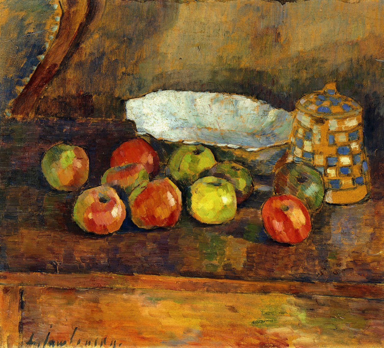 asetelma omenoiden kanssa; Asetelma omenoiden kanssa, n. 1907 tekijältä Alexej von Jawlensky
