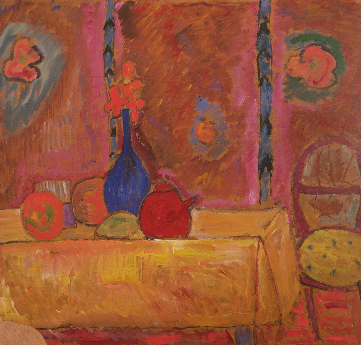 Asetelma kannulla ja veistoksella pöydällä tekijältä Alexej von Jawlensky