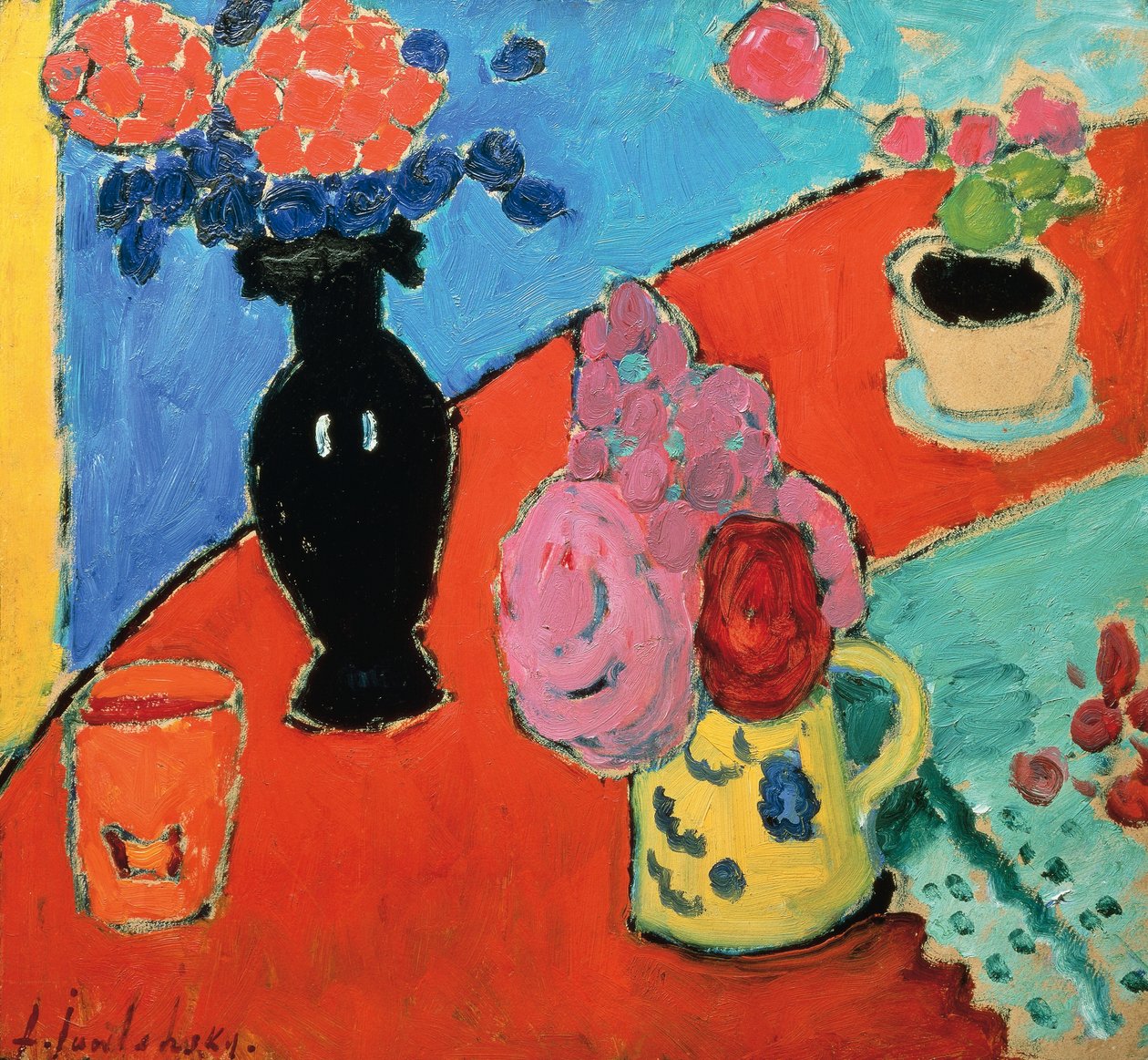 Aleksei Jawlenskyn asetelma maljakon ja kannun kanssa (1864-1941) tekijältä Alexej von Jawlensky
