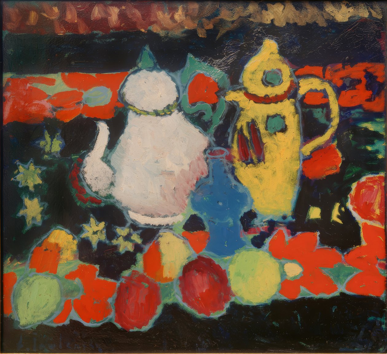 Asetelma keltavalkoisella kannulla tekijältä Alexej von Jawlensky