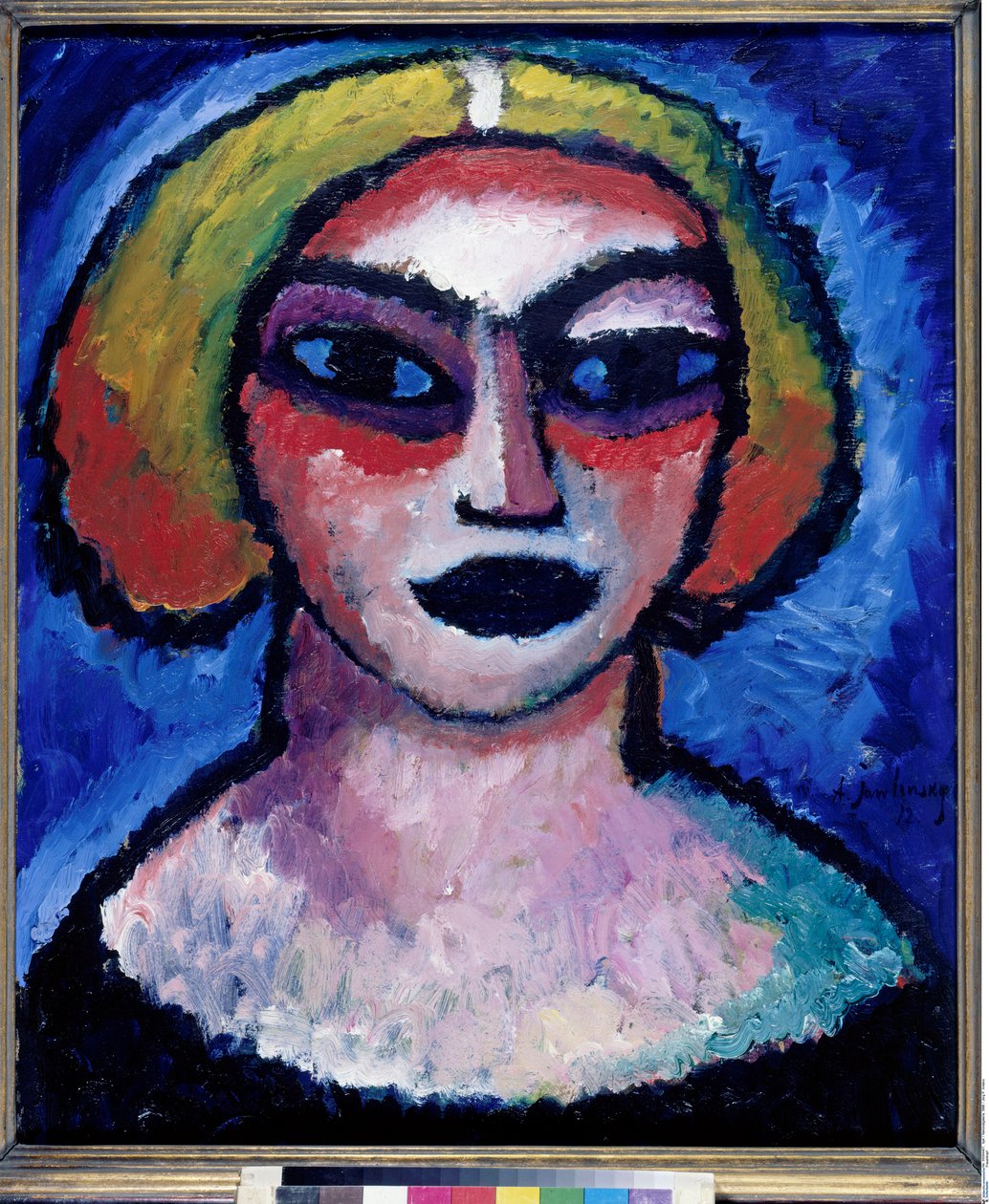 ""Tete de femme"" (Naisen pää) Peinture de Alexei von Javlensky (1864-1941) 1912 Koko 61x51 cm Öljy pahville Valtionmuseot, Berliini tekijältä Alexej von Jawlensky