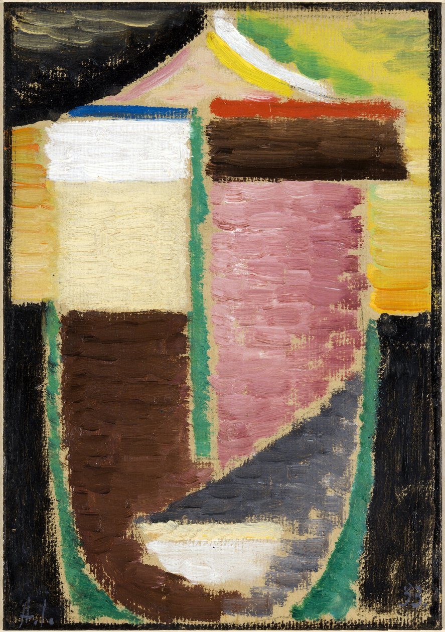 Abstrakti kasvot (abstrakti pää). Aleksei von Javlenskyn (Alexi von Jawlensky, Alexej von Javlenski) (1864-1941) työ, öljy pahville tekijältä Alexej von Jawlensky