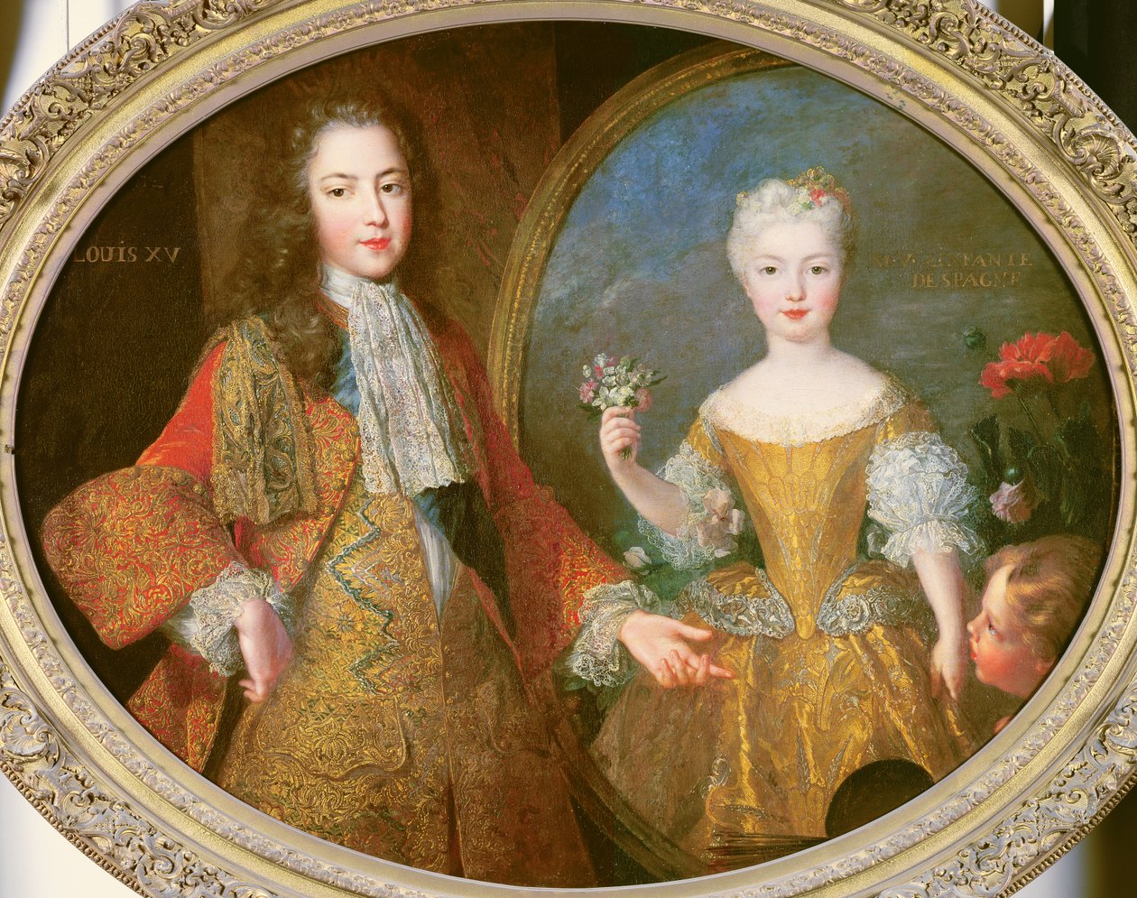 Ludvig XV (1710-74) ja Espanjan lapsi, Maria Ana Victoria (1718-81) n. 1724 tekijältä Alexis Simon Belle