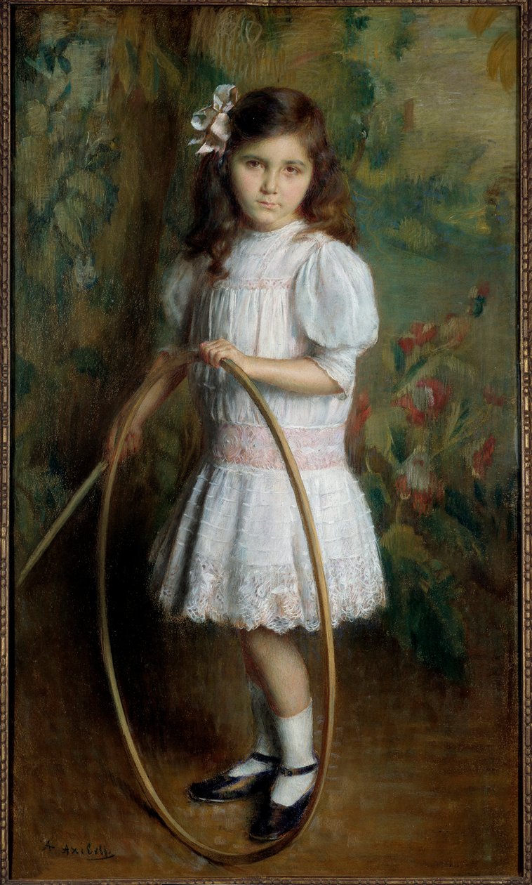 Taiteilijan tytär vanteessa maalaus Alexis Axilette (1860-1931) 1909 Angers, musee des Beaux Arts - Taiteilijan tytär vanteella. Alexis Axiletten (1860-1931) maalaus tekijältä Alexis Axilette