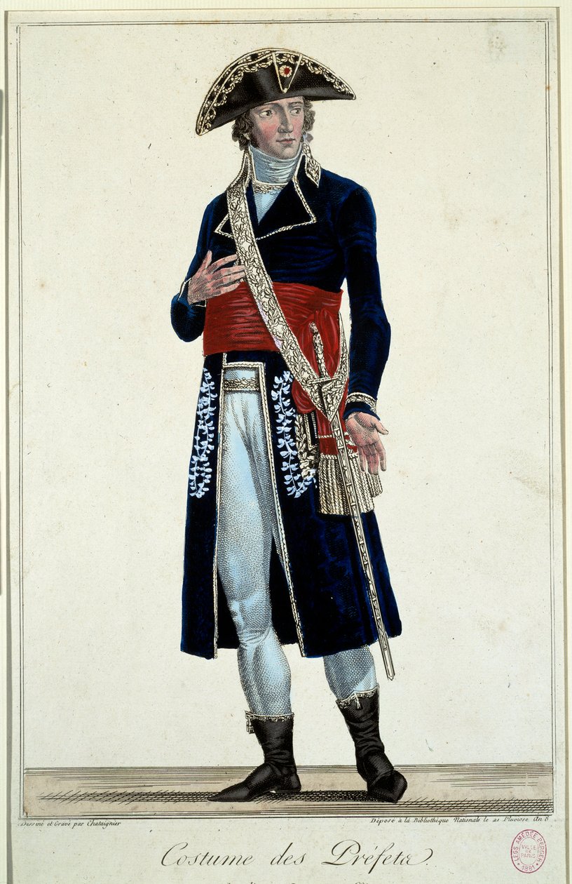 Prefetti sinisessä puvussa. Kaiverrus Alexis Chataignier (1772-1817) tekijältä Alexis Chataigner