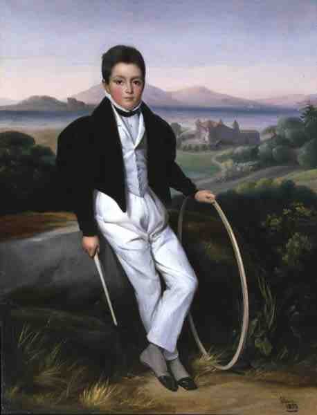 Muotokuva pojasta vanne, sanotaan olevan Ferdinando Maria of Savoy (1822-55) 1833 (öljy kankaalle) tekijältä Alexis Leon Louis Valbrun