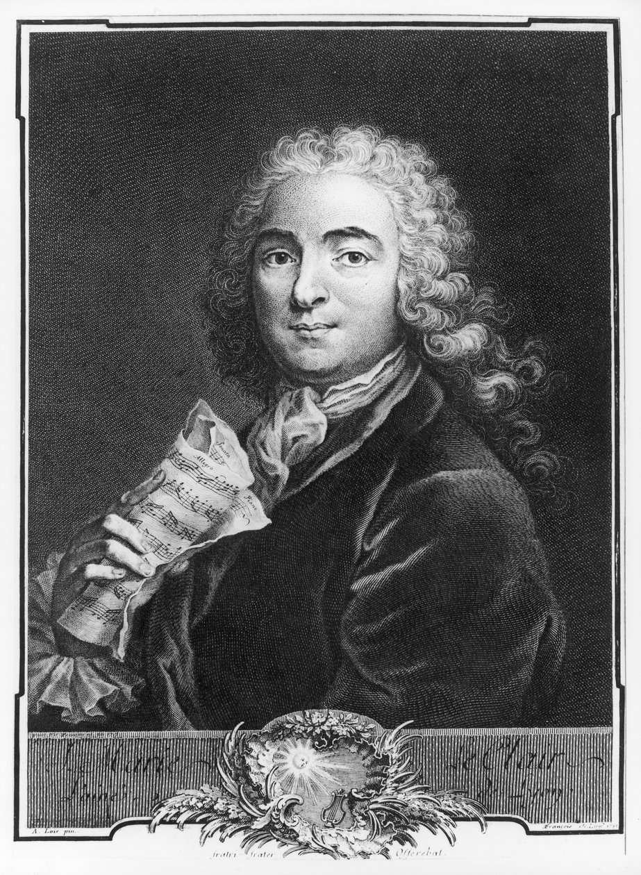 Jean-Marie Leclairin (1697-1764) vanhimman muotokuva, kaiverrus Francois, 1741 (kaiverrus) (bw kuva) tekijältä Alexis Loir