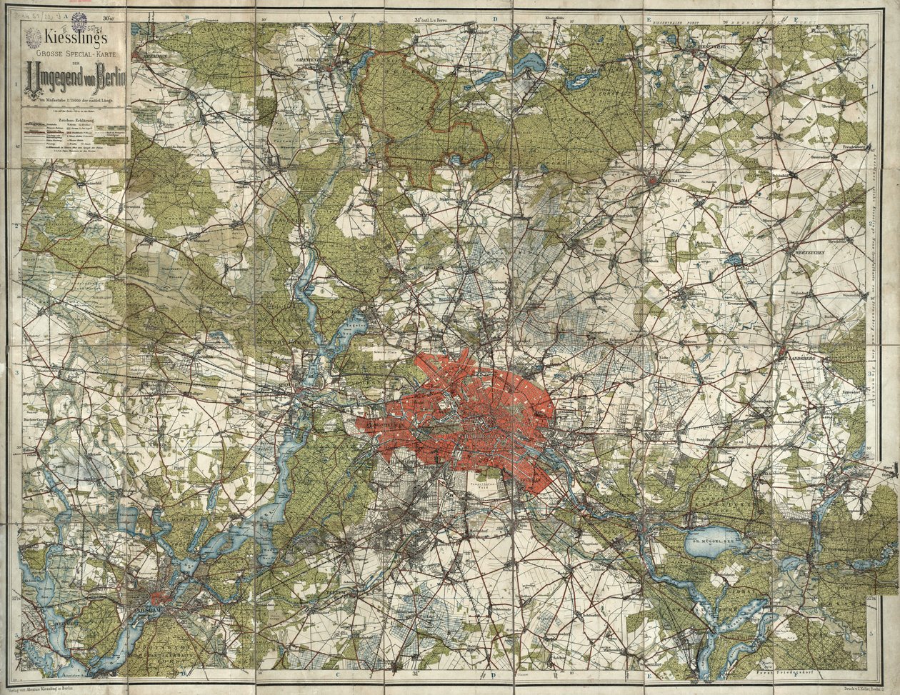Kiesslingin grosse Special-Karte der Umgegend von Berlin tekijältä Alexius Kiessling