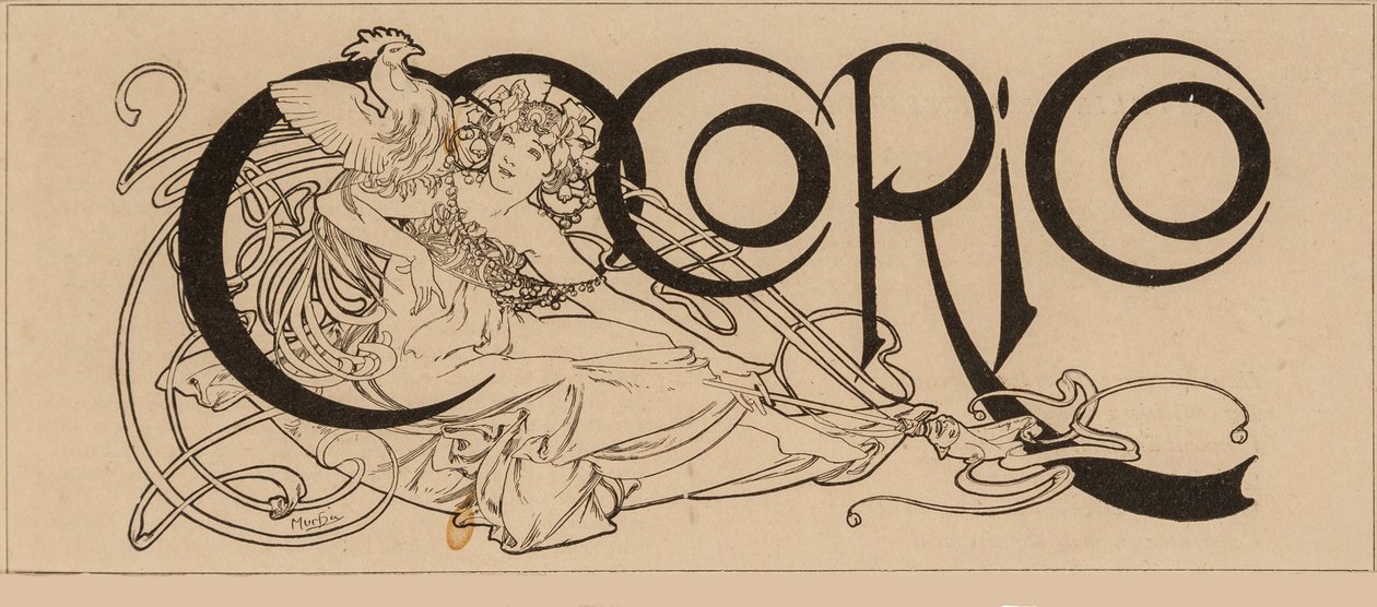 Cocorico-lehden nimi, 1898. tekijältä Alfons Marie Mucha