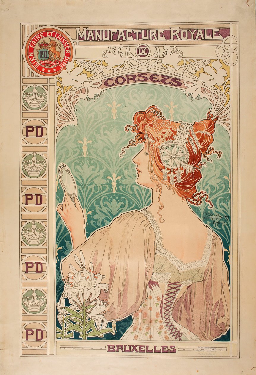 Manufacture Royale of korsetit, 1897. tekijältä Alfons Marie Mucha