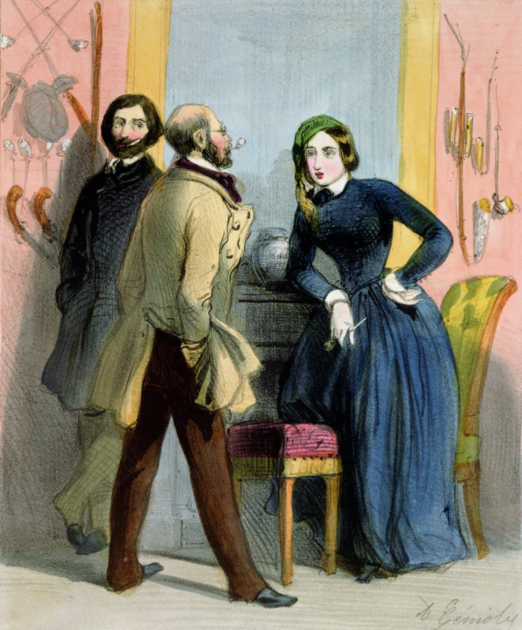 Kirjallinen leijona, Femmes de Parisista, 1841-42 tekijältä Alfred Andre Geniole