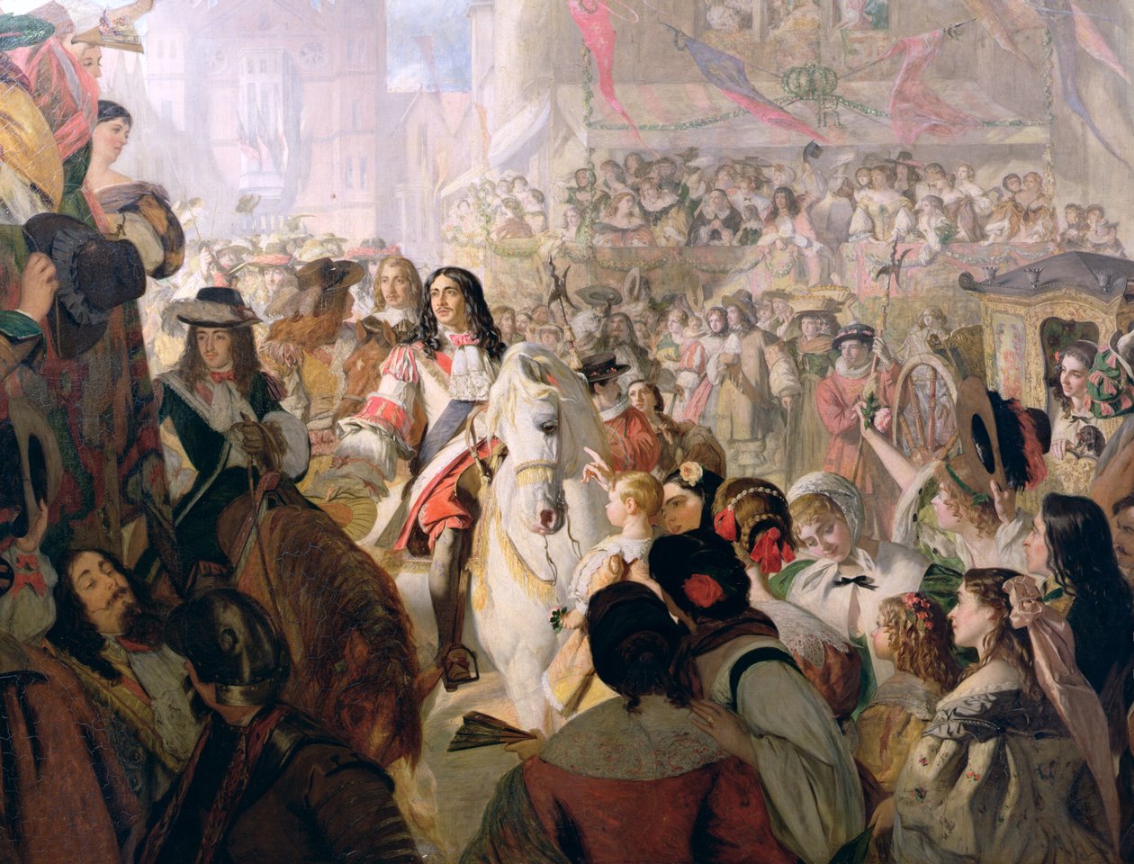 Kaarle II:n (1630-85) paluu Whitehalliin vuonna 1660, 1867. tekijältä Alfred Barron Clay