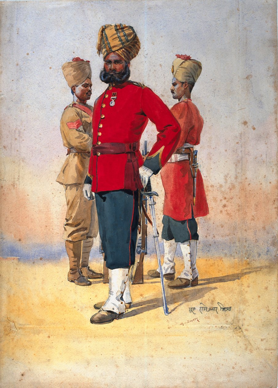 Soldiers of the 1. and 3rd Brahmans, Subadar, kuvitus "Armies of India" majuri G.F. MacMunn, julkaistu 1911, 1908 tekijältä Alfred Crowdy Lovett