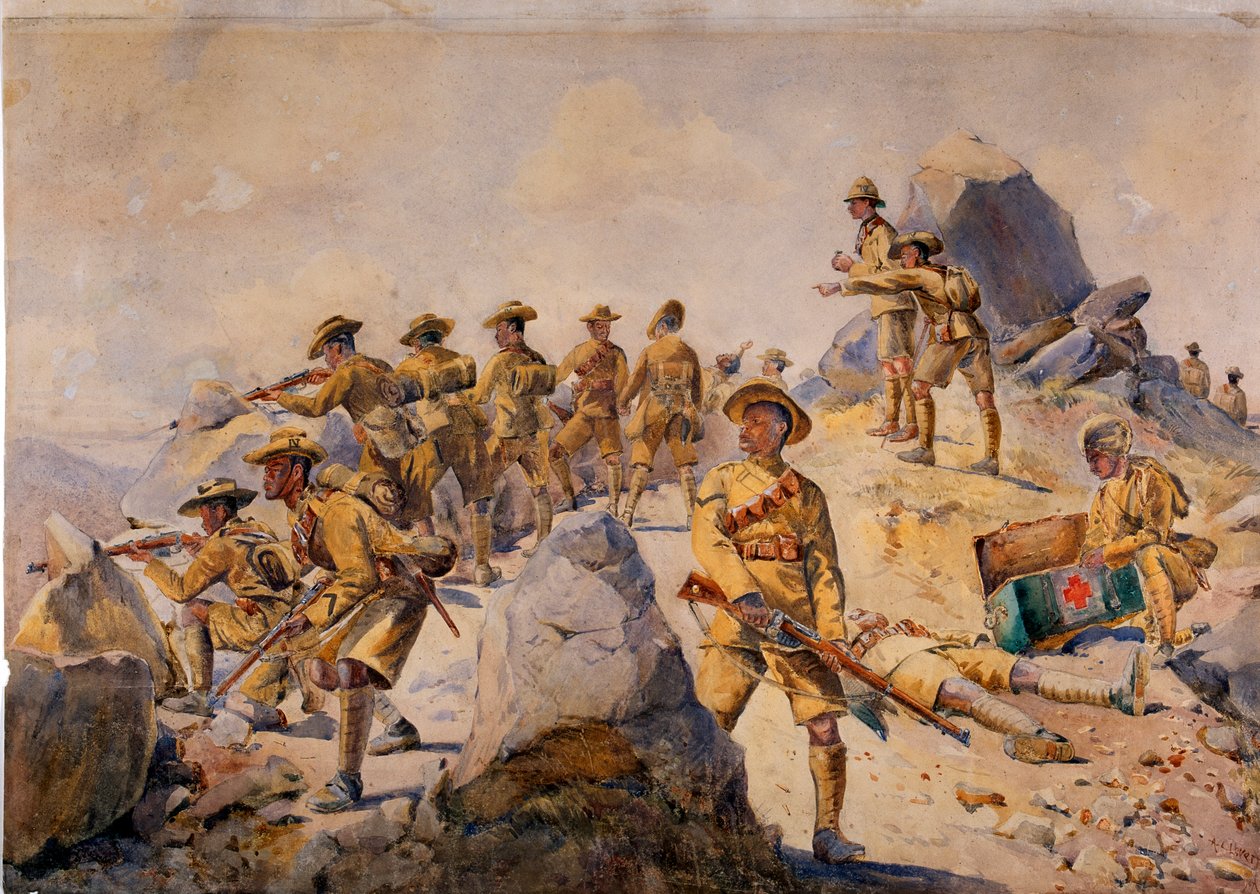 Soldiers of the 4th Gurkha Rifles, kuvitus "Armies of India" -majuri G.F. MacMunn, julkaistu 1911, 1908 tekijältä Alfred Crowdy Lovett