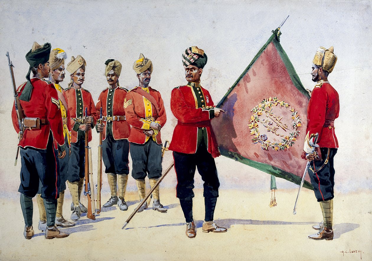 Soldiers of the Carnatic Infantry, kuvitus "Armies of India" majuri G.F. MacMunn, julkaistu 1911, 1908 tekijältä Alfred Crowdy Lovett